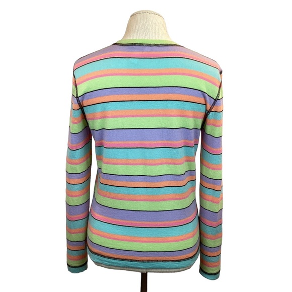 Talbots Cashmere Sweater Striped Pastels - Picture 3 of 7